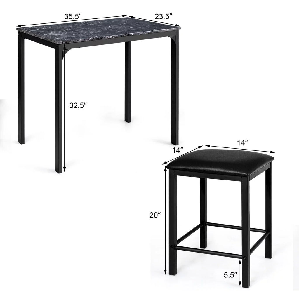 Counter Height Dining Set Faux Marble Table Q39045