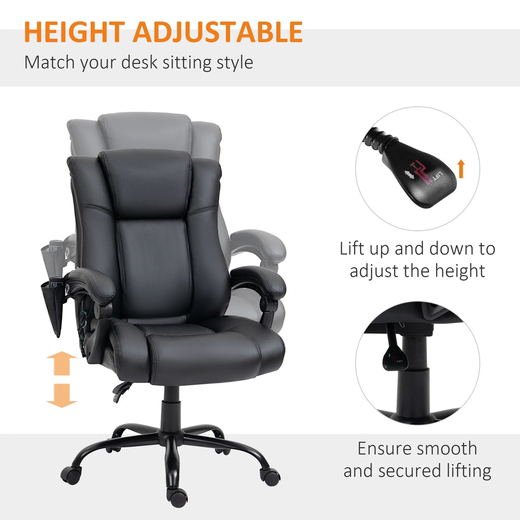 Black PU Leather Executive Office Chair with Vibration Massage B7979