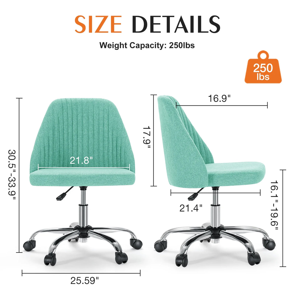 Armless Home Office Desk Chair with Wheels P83900