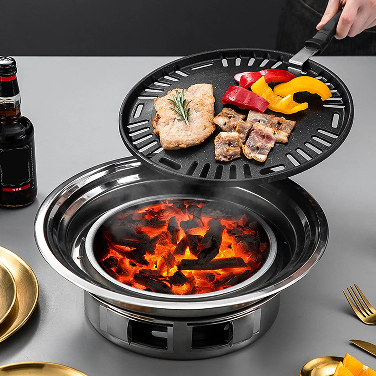 Charcoal Grill Non-stick Stainless Steel BBQ Grill H3939