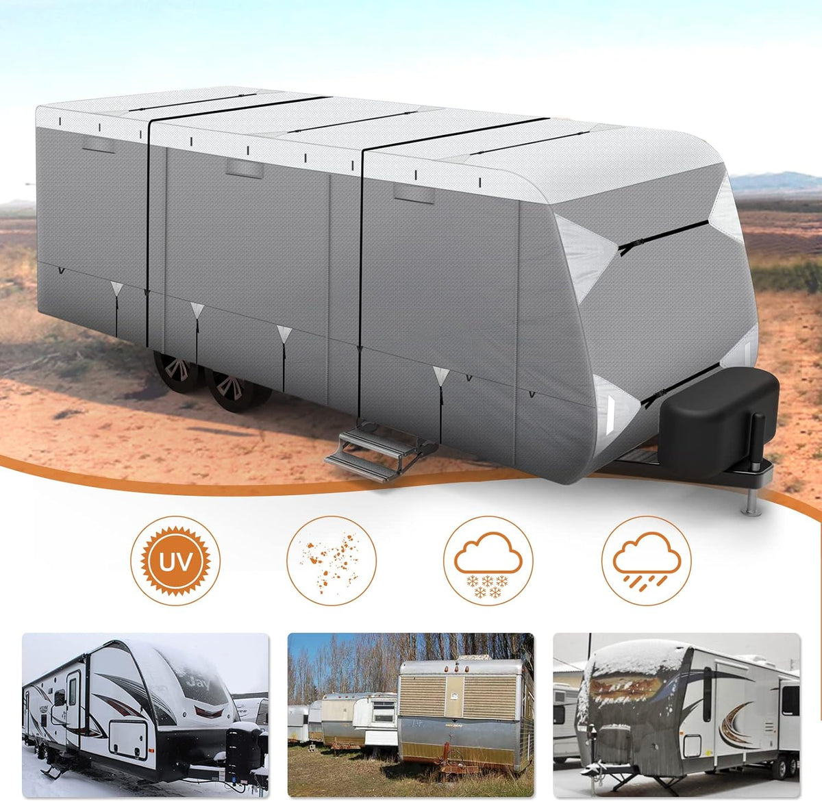 Waterproof Travel Trailer RV Cover with Cotton Lining W935