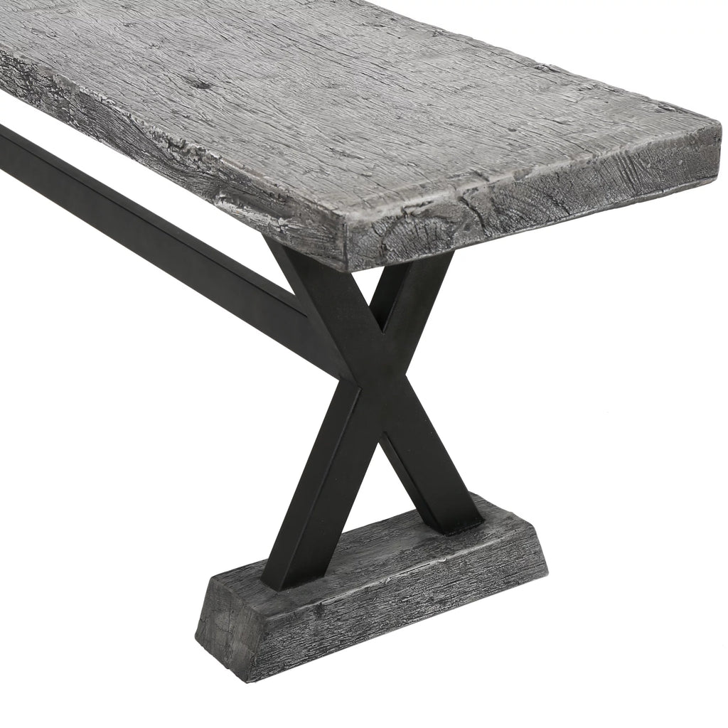 Grey Concrete and Steel Dining Bench F888564