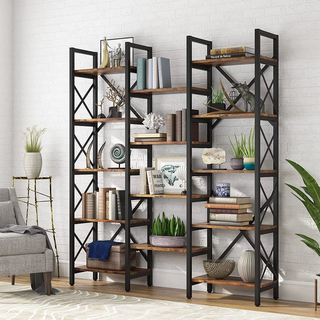 5-Shelf Wood and Metal Bookcase U392