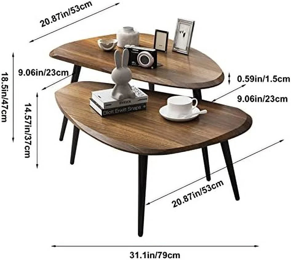 2 Sets of Wood Coffee Table and Side Table L42511