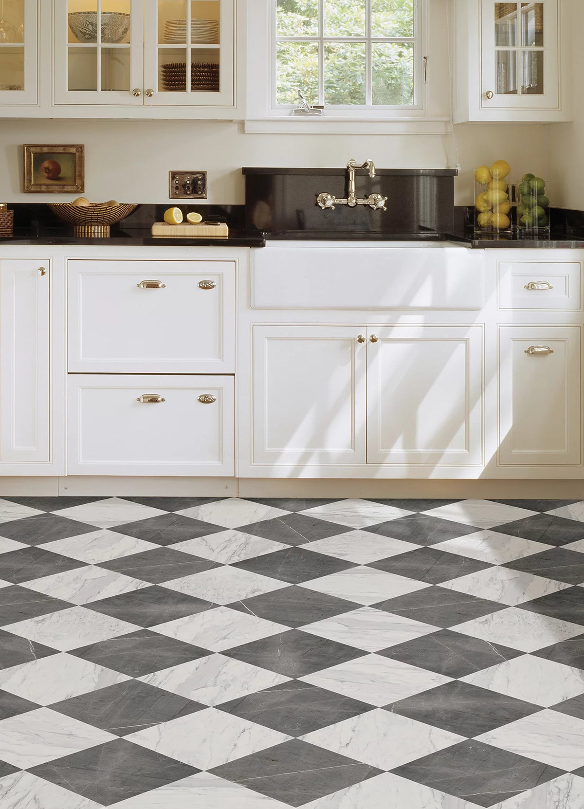 Grey & White Marble Peel & Stick Floor Tiles Y6121
