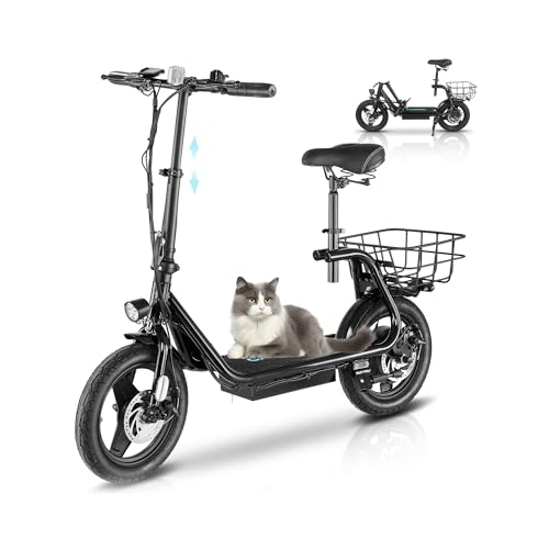500W/800W/1200W Electric Scooter with Seat, 14" Fat Tire, Foldable R698