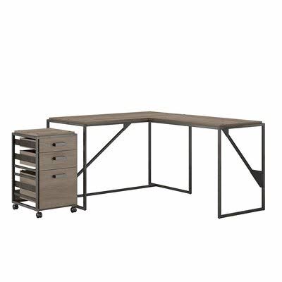 Restored Gray Desk with Filing Cabinet Set K301