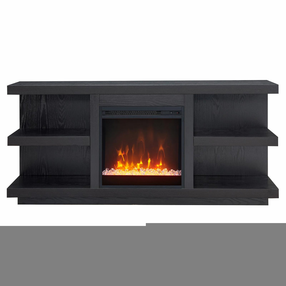 Charcoal Gray Rectangular TV Stand with Crystal Fireplace X598977