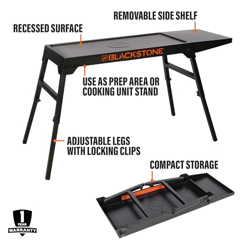 Collapsible Tabletop Griddle Stand with Adjustable Legs and Side Shelf G9153