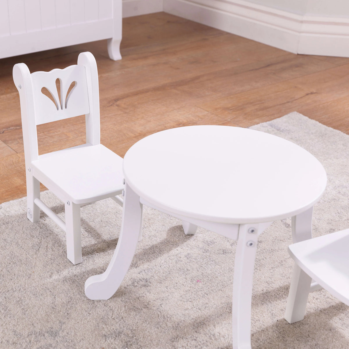 White Wooden Doll Table & Chair Set S553