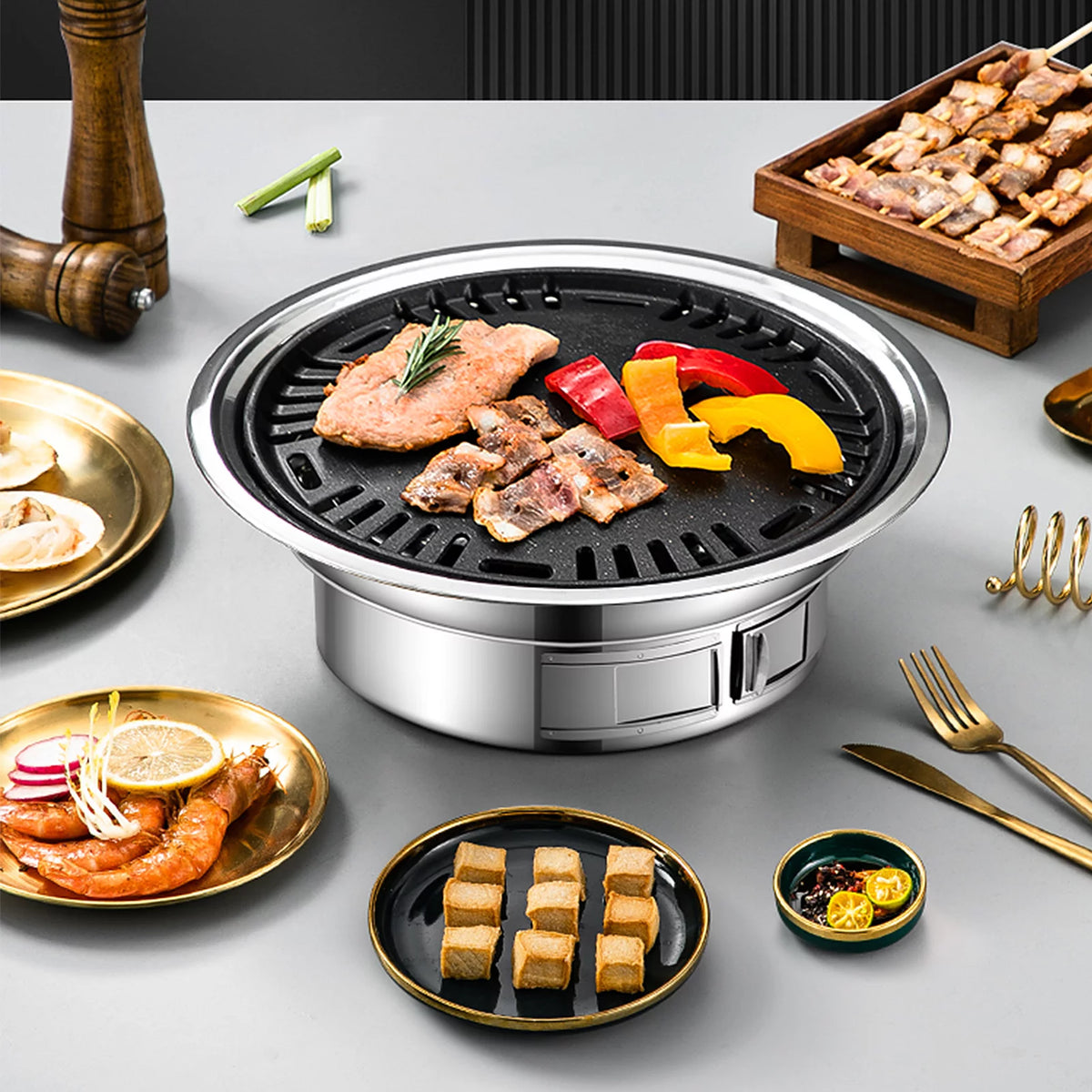 Charcoal Grill Non-stick Stainless Steel BBQ Grill H3939