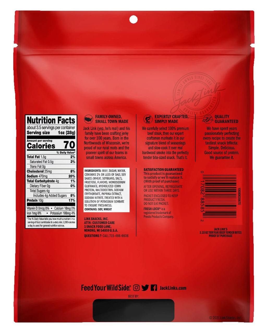 3 Packs Beef Tender Bites Teriyaki 3.25 oz Each V410073