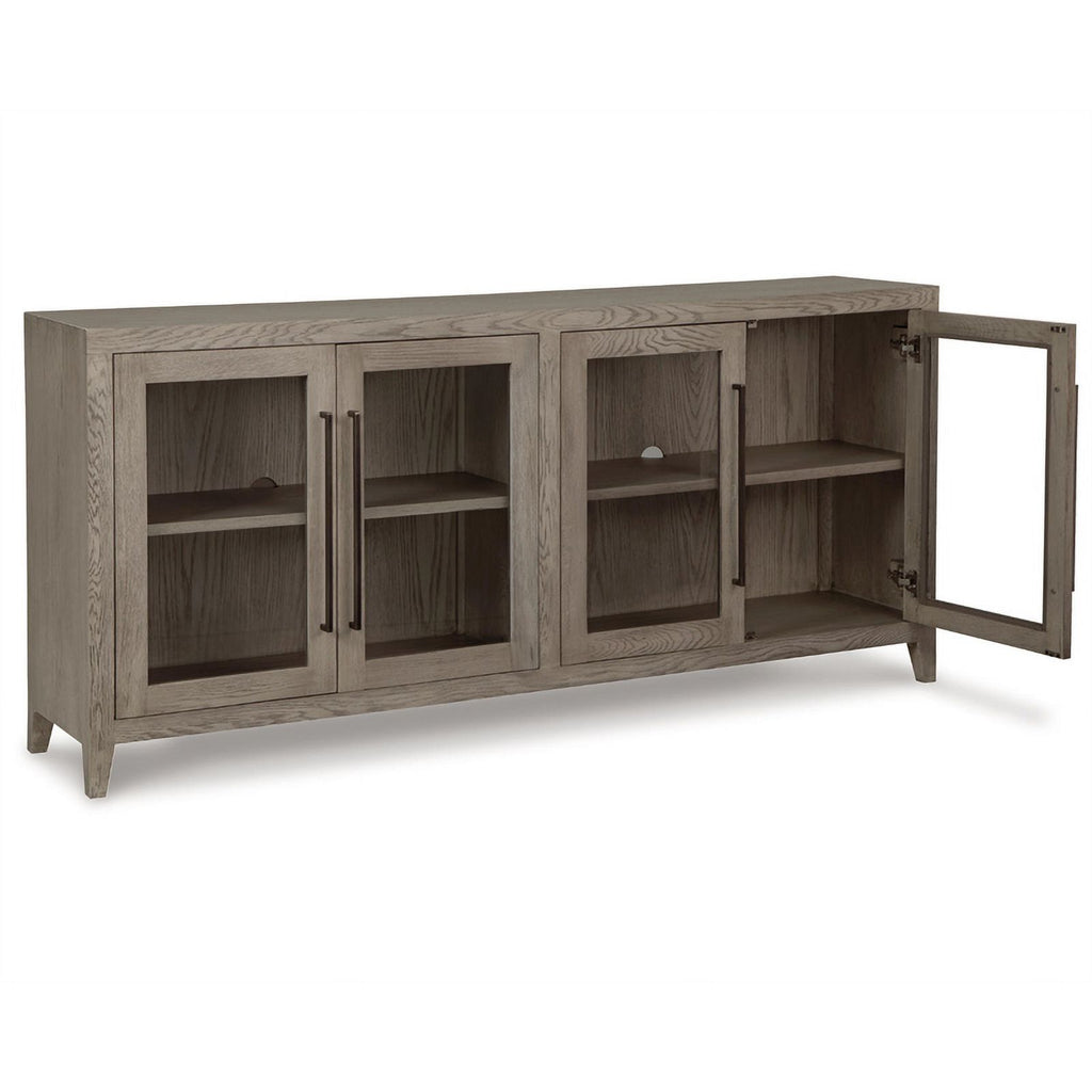 4-Door Wood Accent Cabinet in Antiqued Light Gray W95801