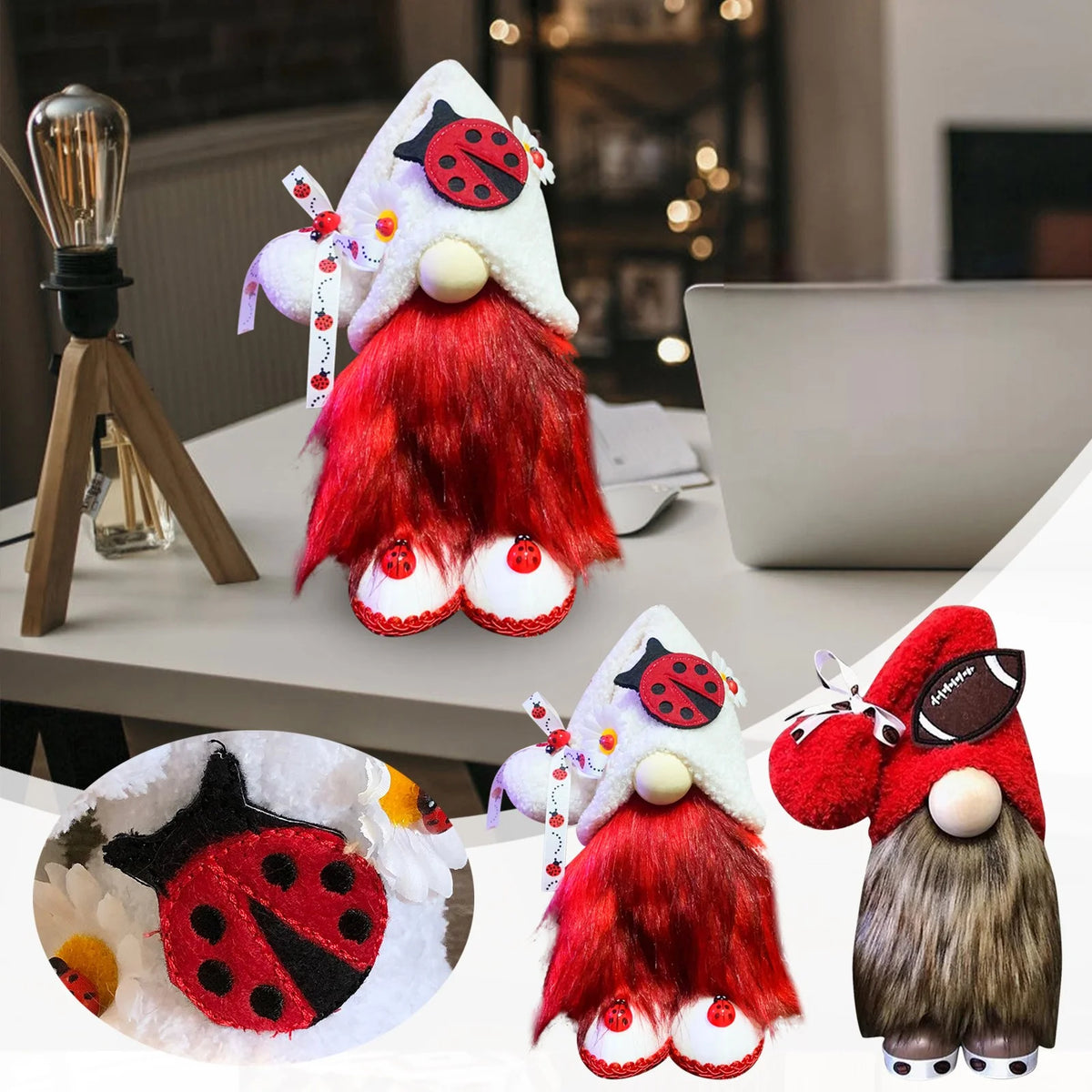 Multi-color Ladybugs Daisy Holiday Ornament Doll Decorations X20800