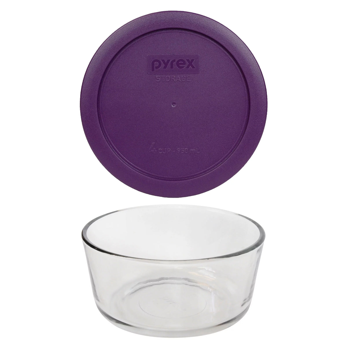 4-Cup Round Glass Food Storage Bowl with Purple Lid D72131