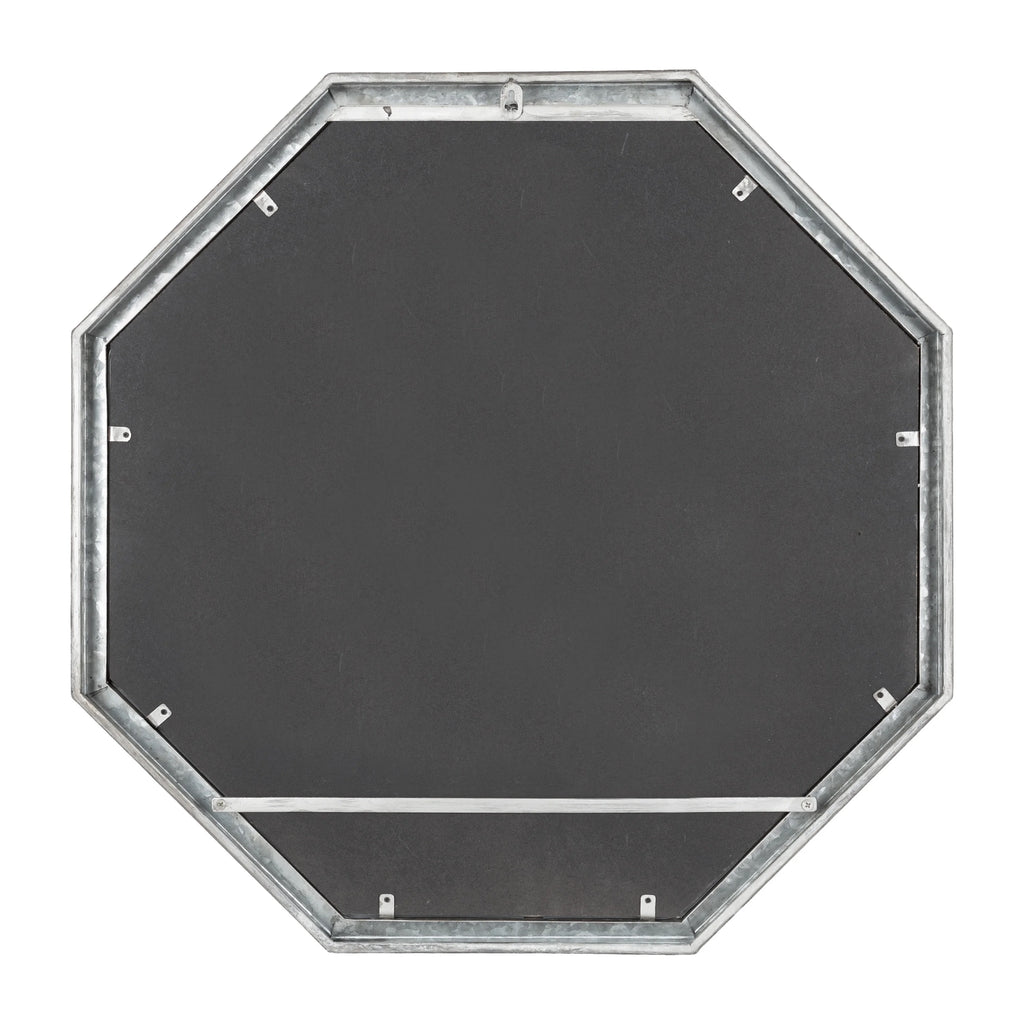 Vintage Galvanized Metal Octagon Wall Mirror, 26 x 26, Silver S675