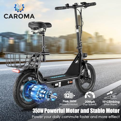 500W/800W/1200W Electric Scooter with Seat, 14" Fat Tire, Foldable R698
