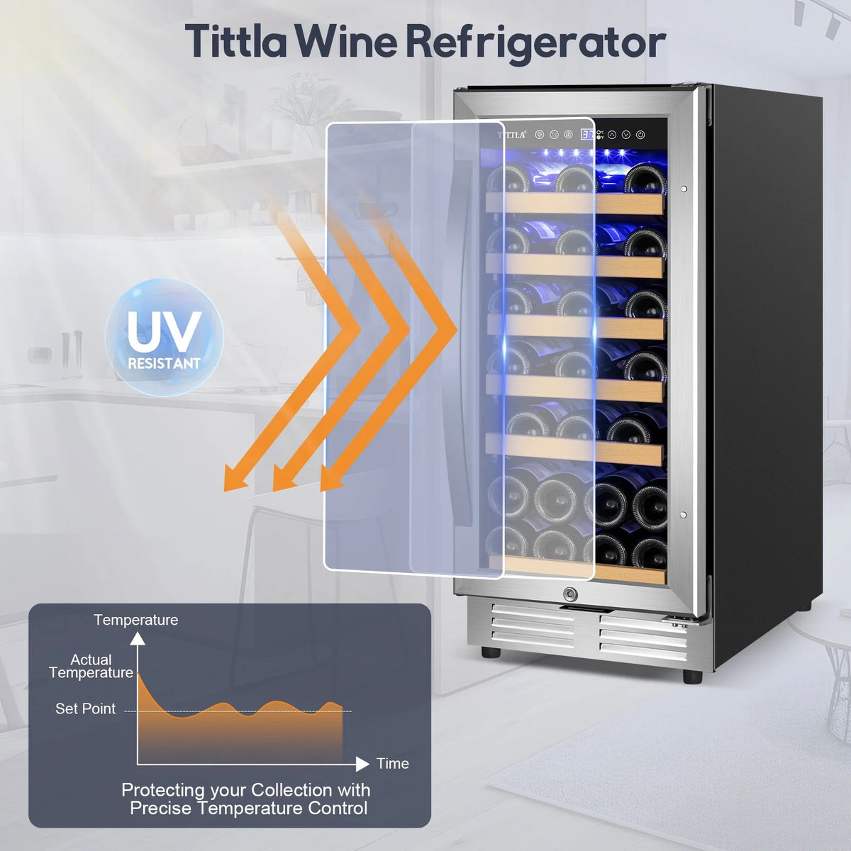 15 inch 30 Bottle Stainless Steel Wine Cooler F9869
