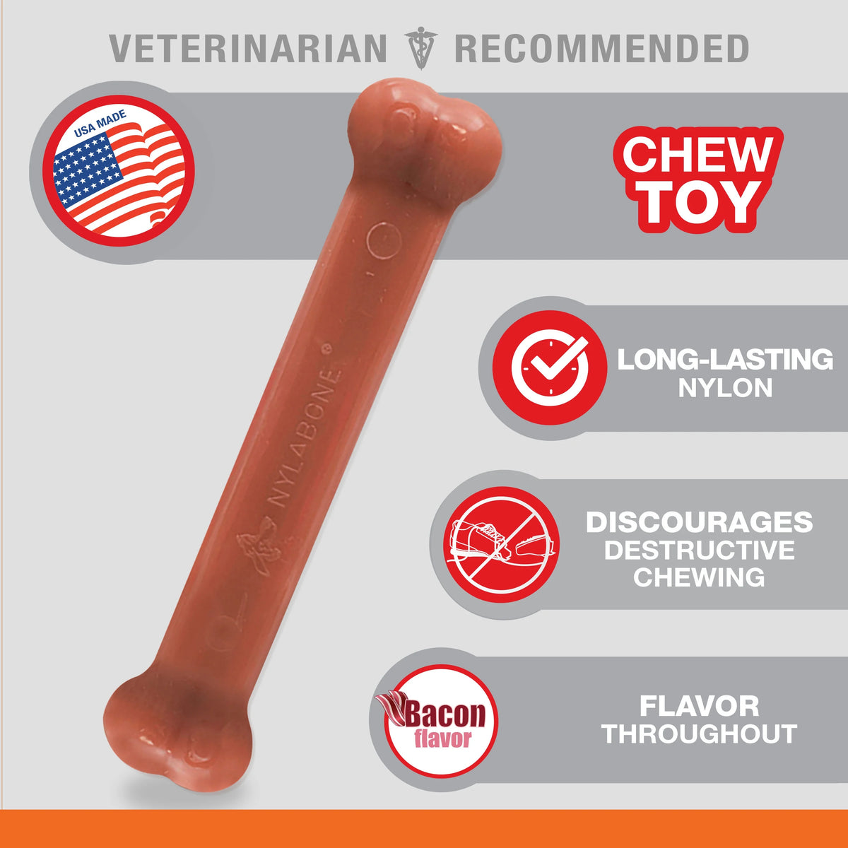 Bacon Flavored Durable Chew Toy for Dogs Large/Giant (1 Count) B192501