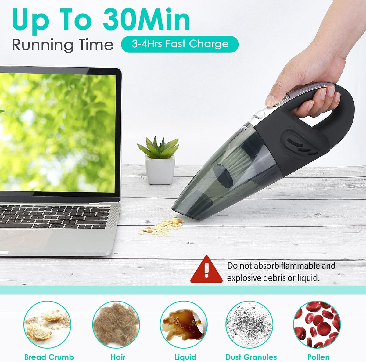 Portable Handheld Vacuum Cleaner Cordless Rechargeable Mini Car Vacuum Wet Dry Pack of 2 A189818