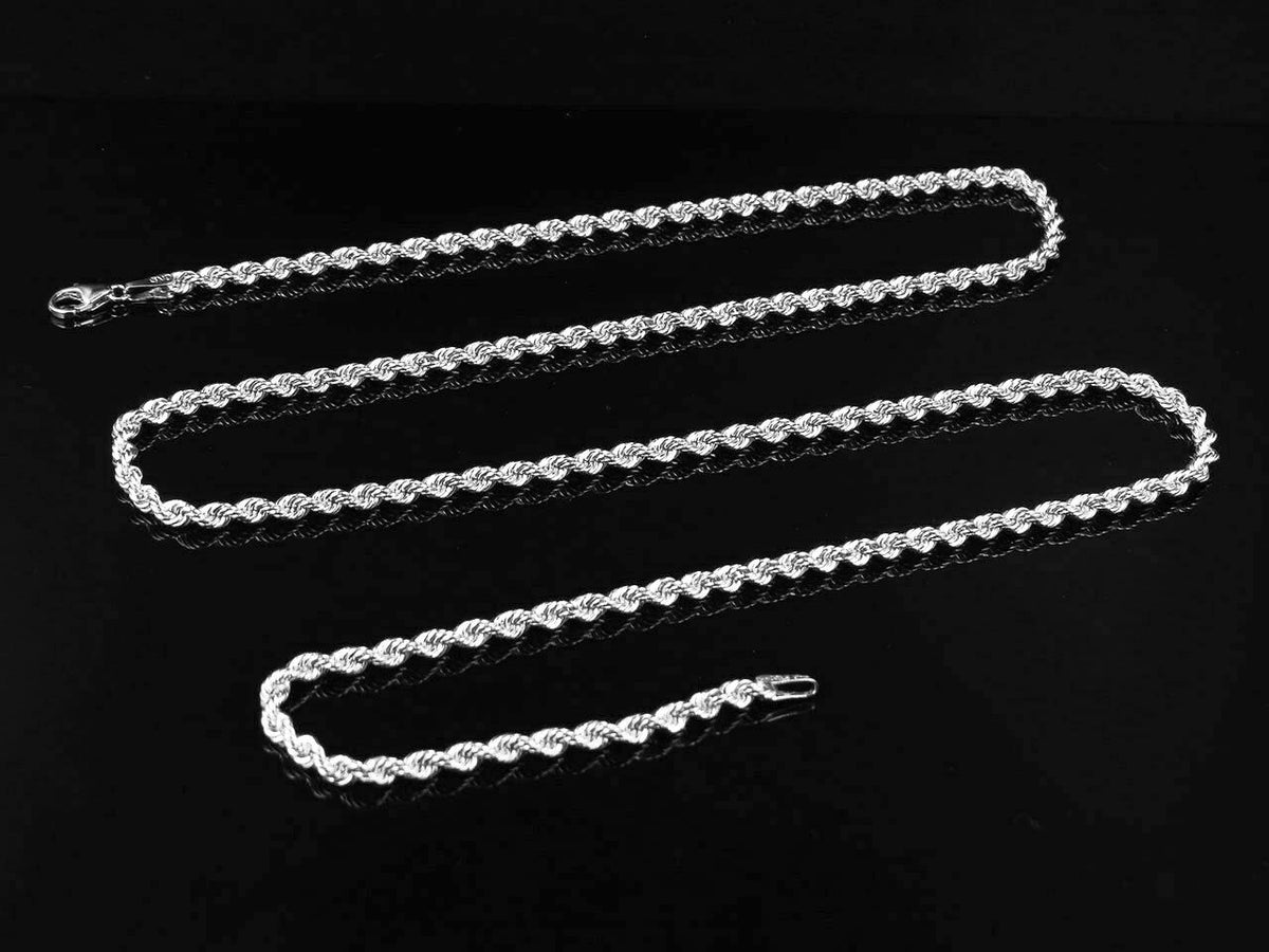 10K White Gold Hollow Rope Chain 2.5MM 18-28 Inches F787
