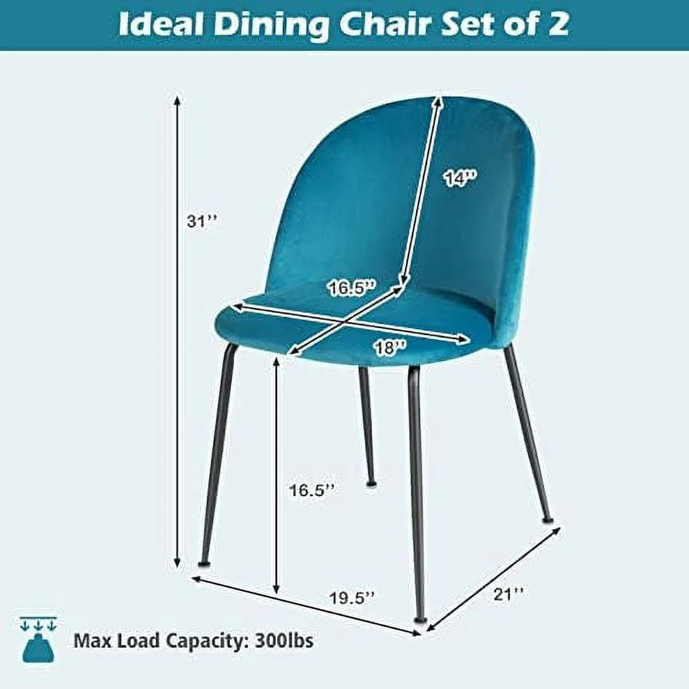 Velvet Dining Chairs Set of 4 Teal Blue I101