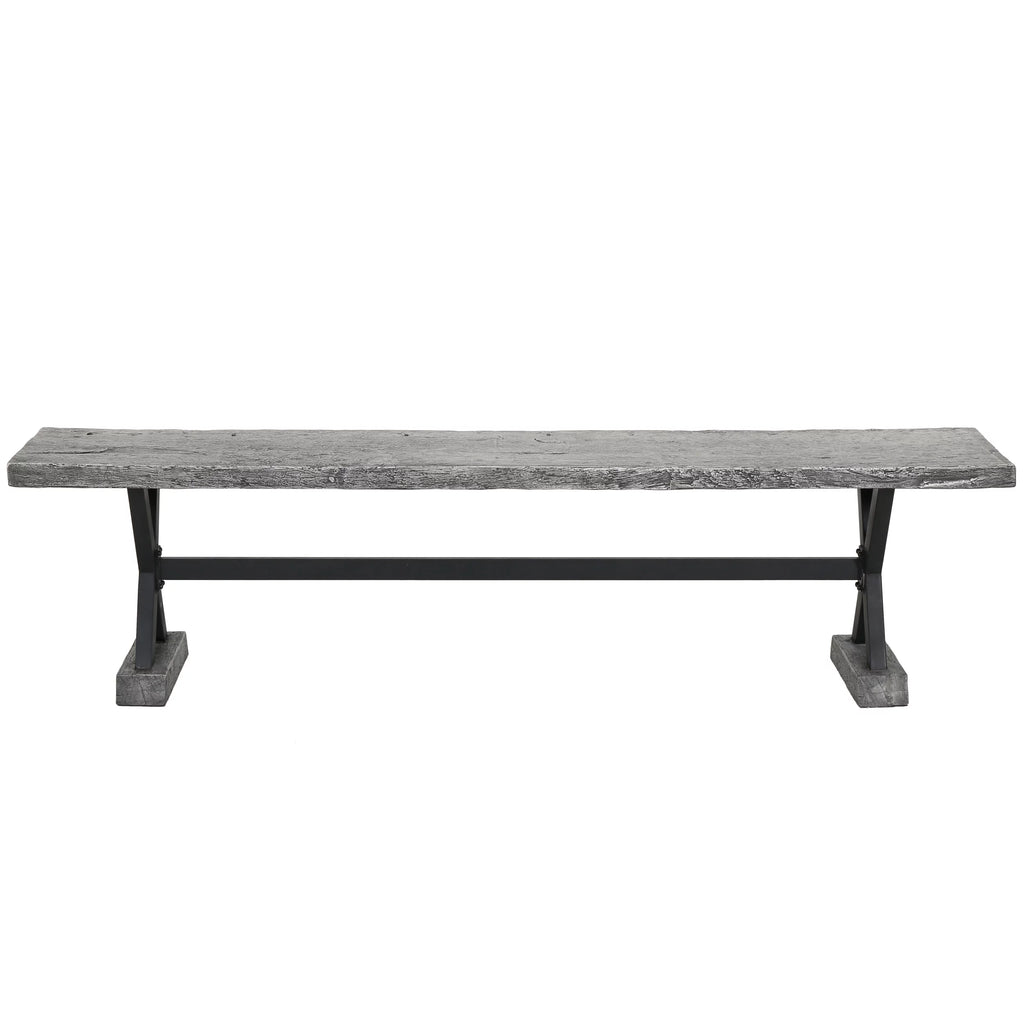 Grey Concrete and Steel Dining Bench F888564