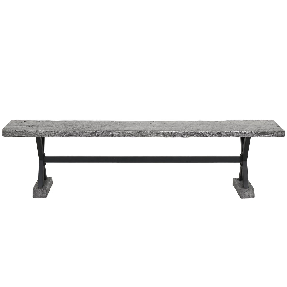 Grey Concrete and Steel Dining Bench F888564