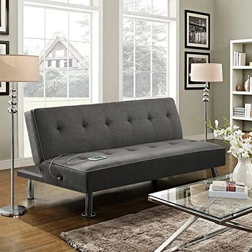 Convertible Futon Sofa Bed with USB Charging Ports H3452