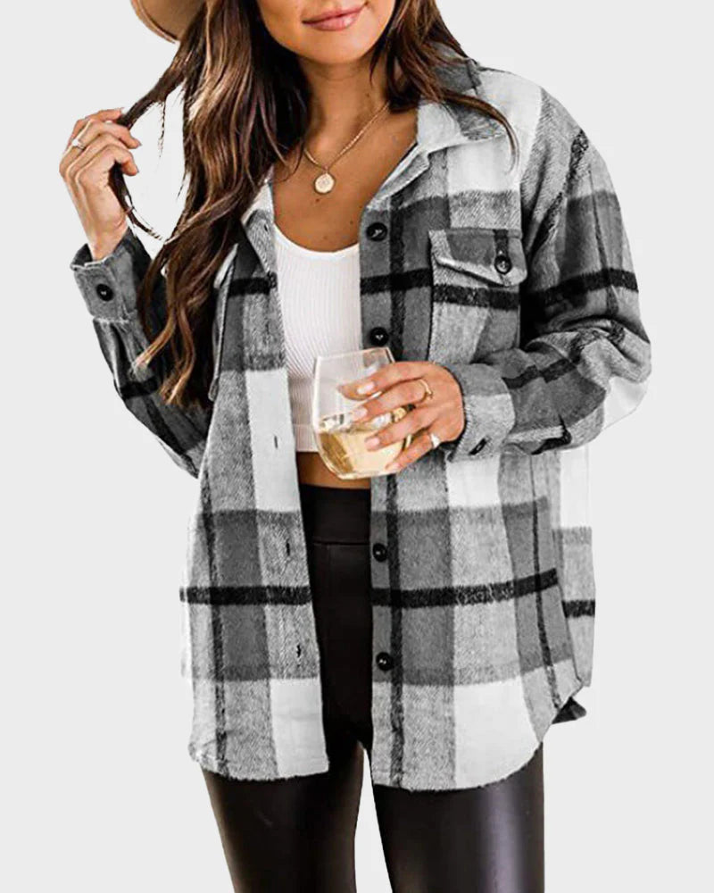 Plaid Flannel Shirt Jacket E82193