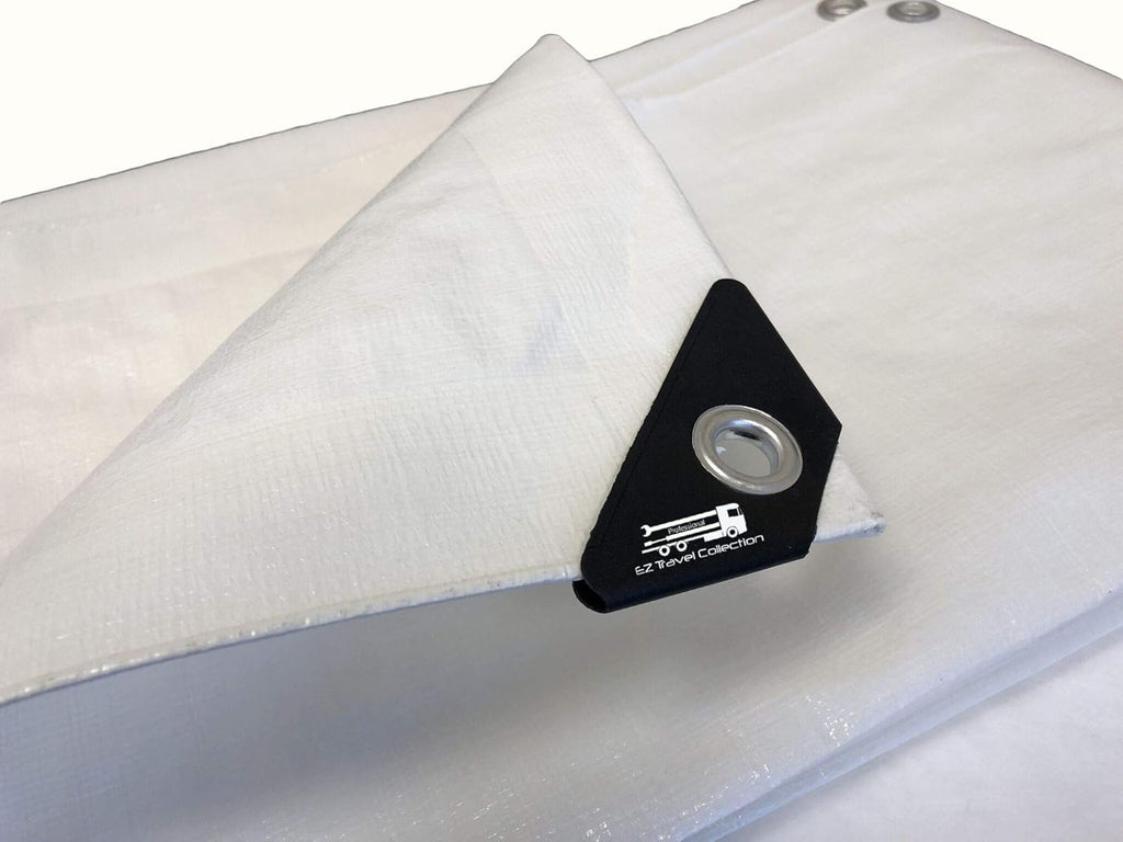 10 Mil Waterproof White Tarp Reinforced Corners 7'x30' Pack of 2 H729