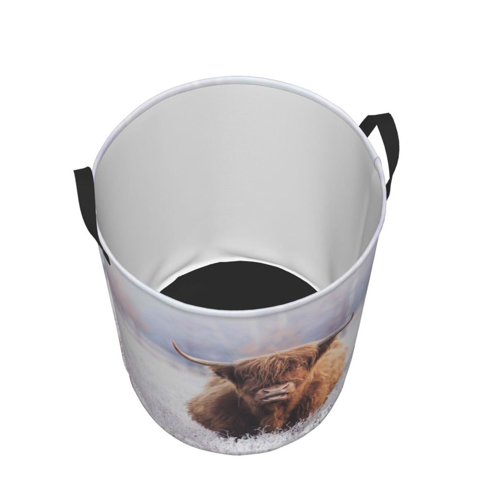 Highland Cow Waterproof Foldable Laundry Hamper Bucket With Handles (Medium) S6797