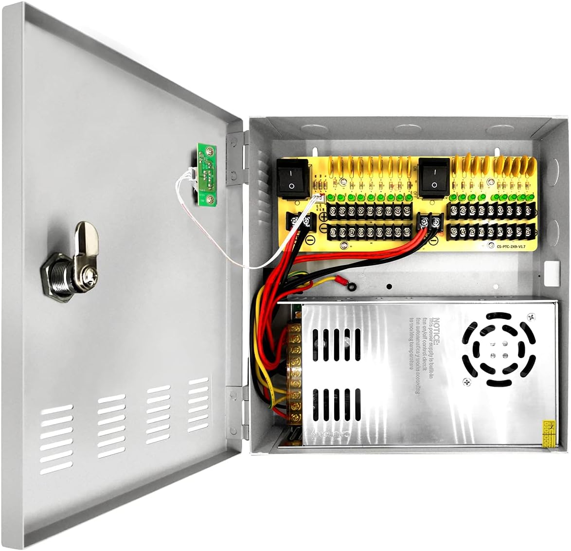 CCTV Power Supply 18CH DC 12V 30 Amp 360 Watt Electrical Box with AC Plug and Lock S505580