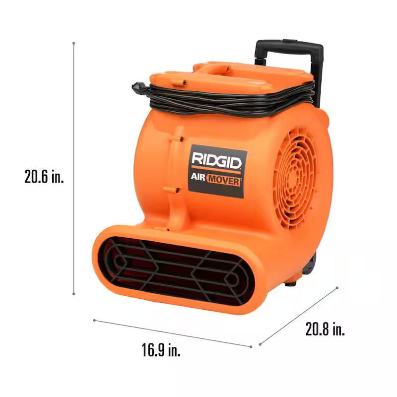 3-Speed Portable Blower Fan Air Mover with Collapsible Handle and Rear Wheels W8589