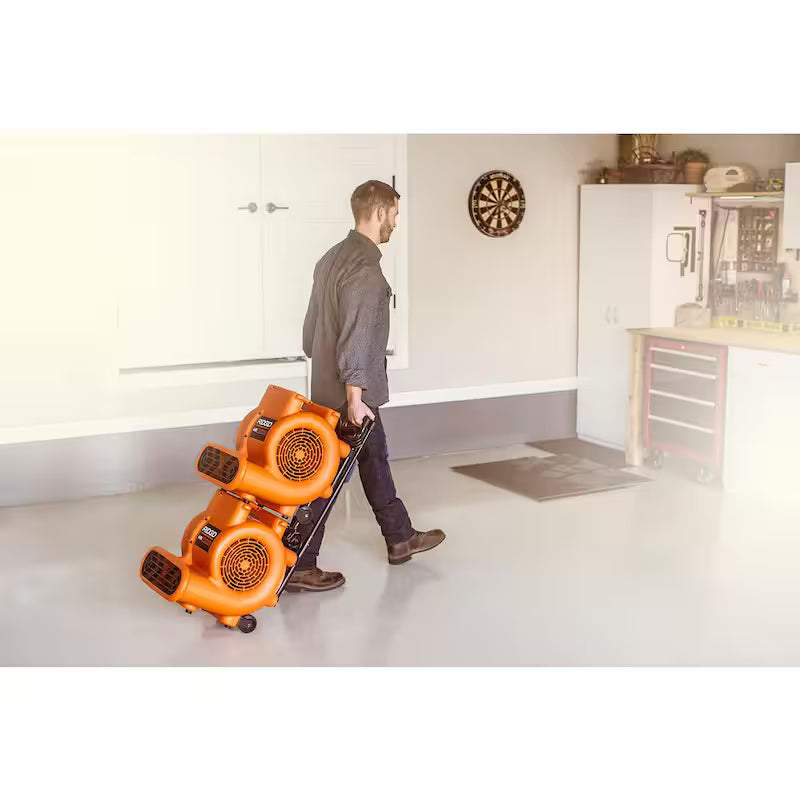 3-Speed Portable Blower Fan Air Mover with Collapsible Handle and Rear Wheels W8589