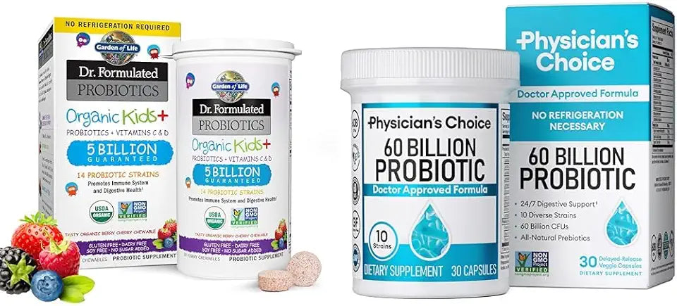 Organic Kids Probiotics Chewables Vitamin C & D Berry Cherry F25831