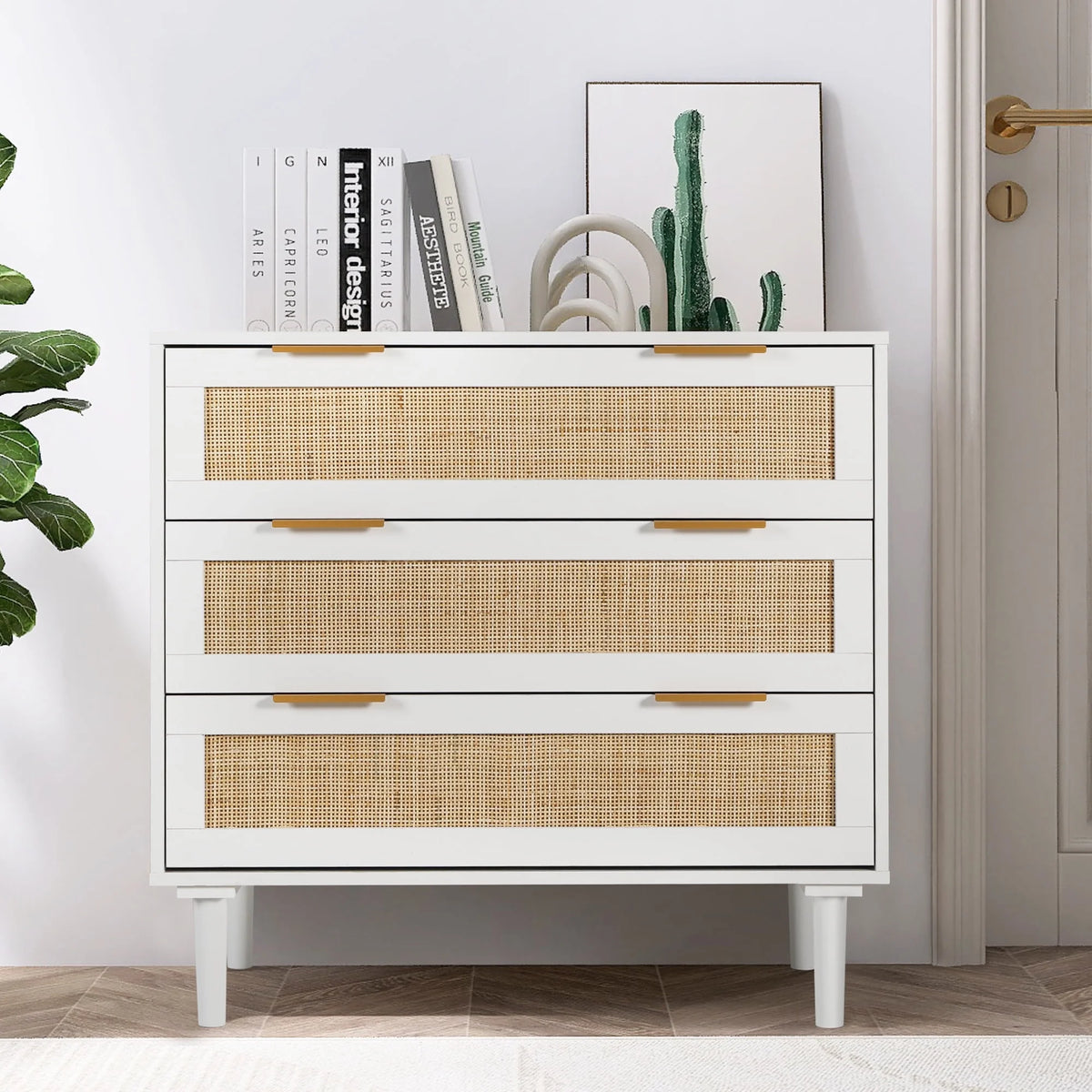 3 Drawer Rattan Wooden Dresser E73998