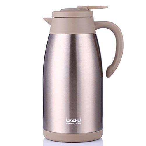 Stainless Steel Thermal Coffee Carafe 2 Liter Double Walled Insulated Vacuum Flask N67502