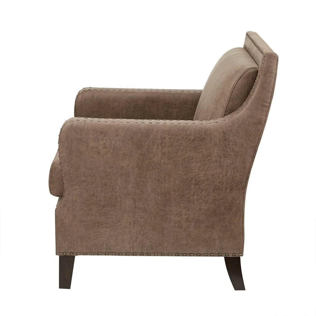 Wood and Faux Leather Accent Chair J91408