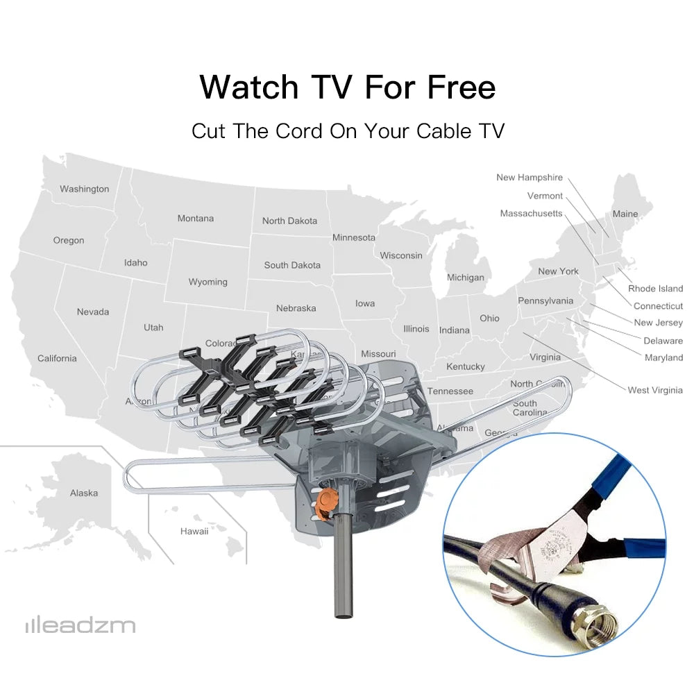 Outdoor TV Antenna Motorized Amplified HDTV UHF VHF I398703