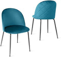 Velvet Dining Chairs Set of 4 Teal Blue I101