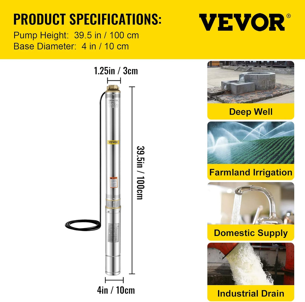 1.5 hp 220V 50 Hz Stainless Steel Submersible Pump G6242