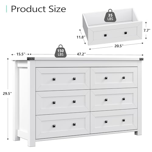 Black 6 Drawer Wood Dresser C164751